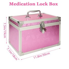 Caja de bloqueo de medicamentos de 12 x 7 x 7.5 pulgadas con llave, caja de bloqueo con estuche de almacenamiento portátil, cajas de seguridad para al