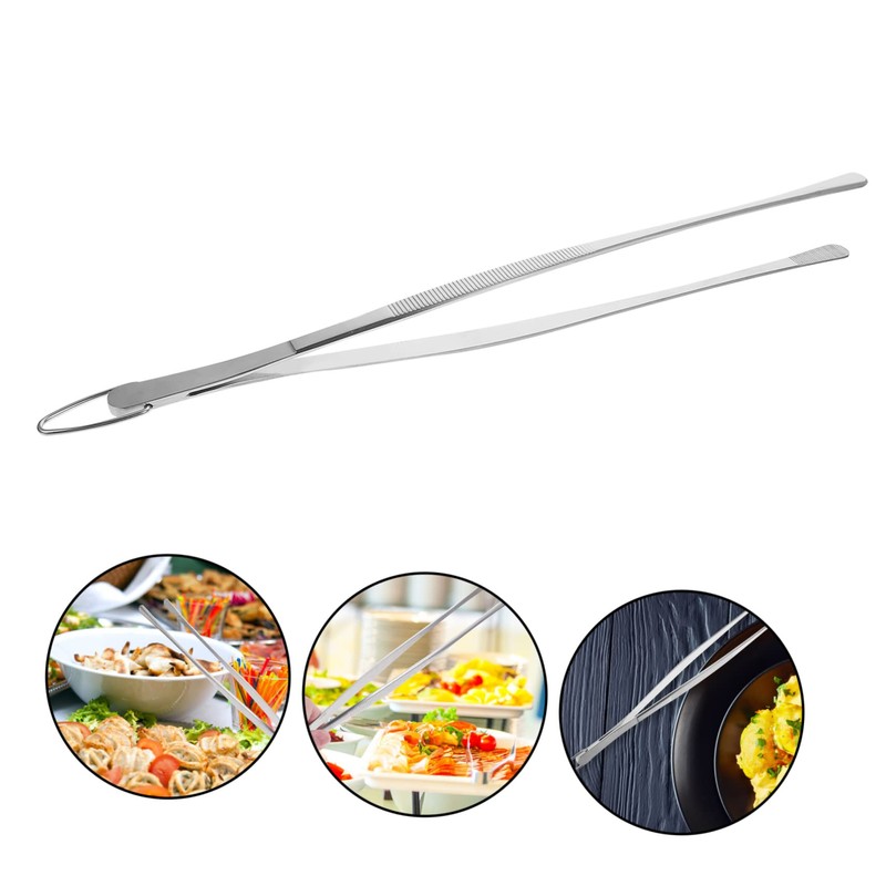 Zerodeko Stainless Steel Kitchen Tweezers with Hook Ergonomic Reusable Food
