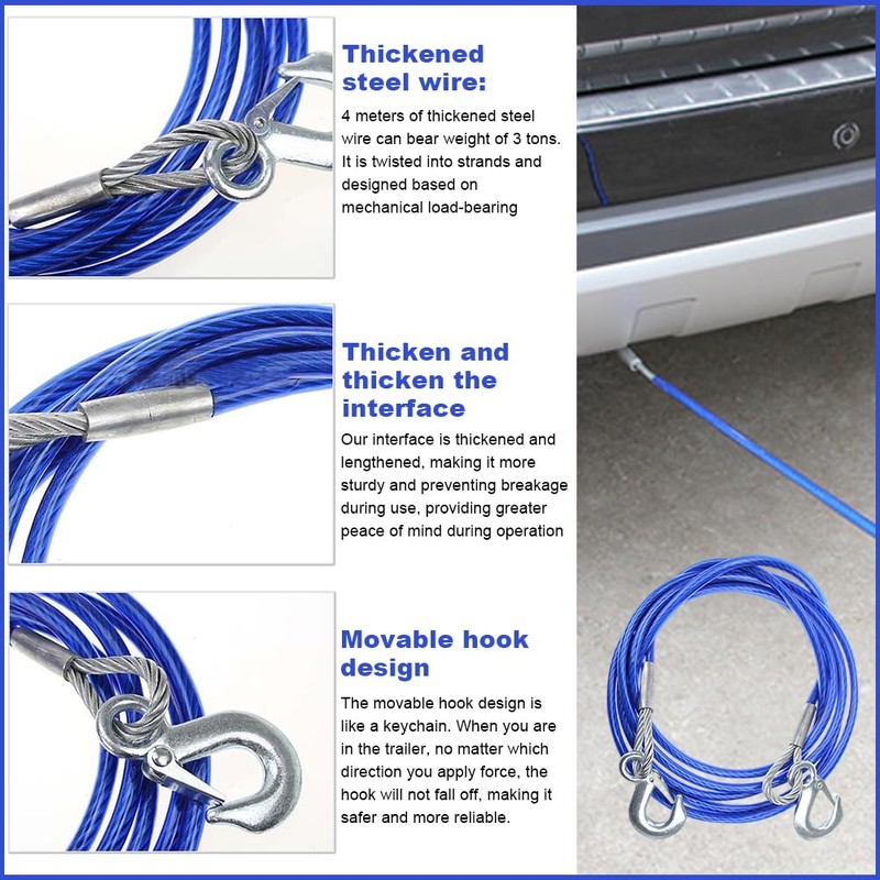 Anwangda Easy Quick Fit Breakaway Cable, Caravan Breakaway Cable,1m 3t