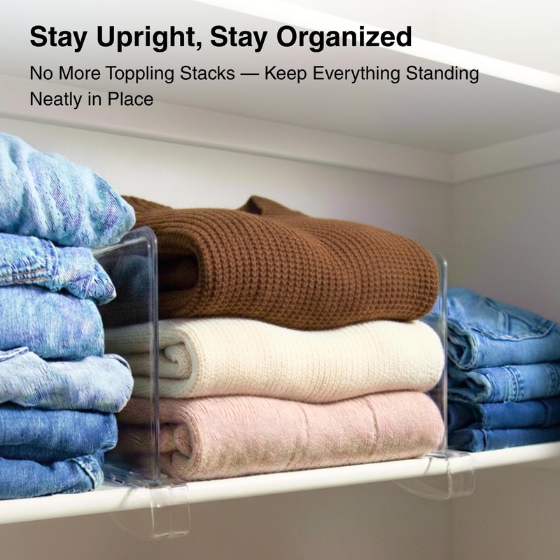 SortNStore Shelf Dividers Purse Organizer for Closet: 8-Pack Acrylic Bag