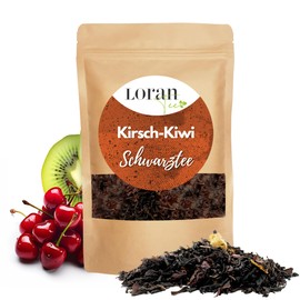 Loran Tee - Black Tea Cherry Kiwi, 100 g, Premium Quality, Ceylon Tea, Loose in Zip Bag, Sour Cherry Drops, Kiwi Pieces, Sour Cherry Pieces