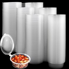 HEIHAK 250 Set Reusable Disposable Plastic Portion Cups with Attached Hinged Lids, Small Condiment Containers for Sauces, Samples, Craft Paints
