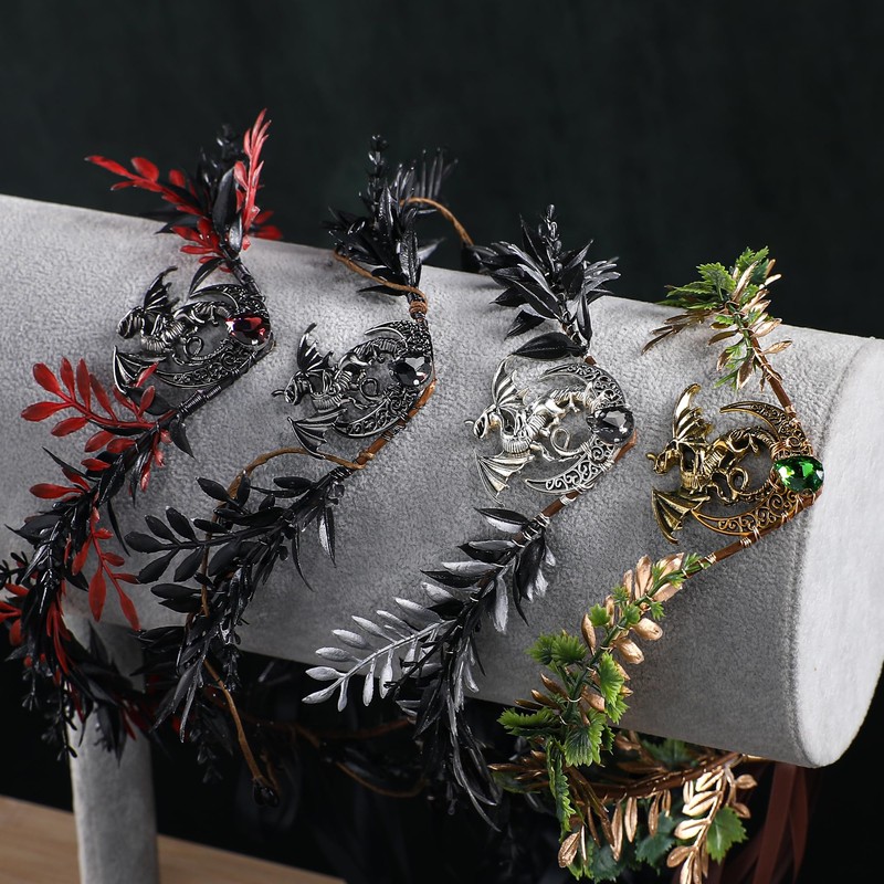 PartyforU Elfenblumenkrone mit Drachenmond für Cosplay, Bronze Elfen Kopfschmuck für