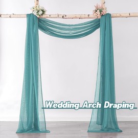 DONREN Luxury Soft Sheer Curtains Scarf for Windows - Semi Voile Window Scarf Valance,52 Inches Wide by 144 Inches Long (1 Panel,Teal)