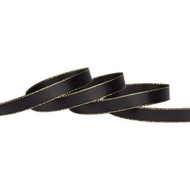 Ribbonitlux 3/8" Double Face Satin Ribbon with Gold Edge 25 Yards (030-Black), Set for Gift Wrapping, Party Decor, Wedding and Craft