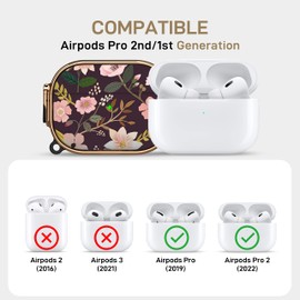 Maxjoy for AirPods Pro 2nd/1st Generation Case with Lock, Cute AirPods Pro 2 Case Lock Protective Hard AirPod Pro Cover for Women Girly with Keychain for Airpod Pro (2023/2022/2019), Flower