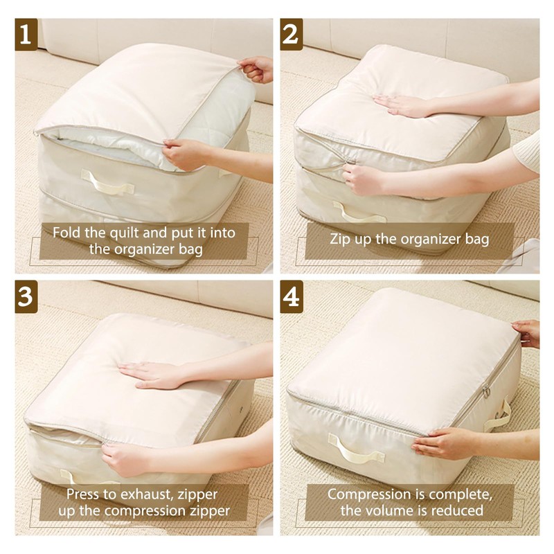 4 Pack Ultra Space Saving Self Compression Organizer Comforter Storage