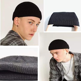 MAIAGO - Gorro de pescador para hombres y mujeres, gorro de punto corto, gorro de invierno cálido, Azul (New Blue), Talla única