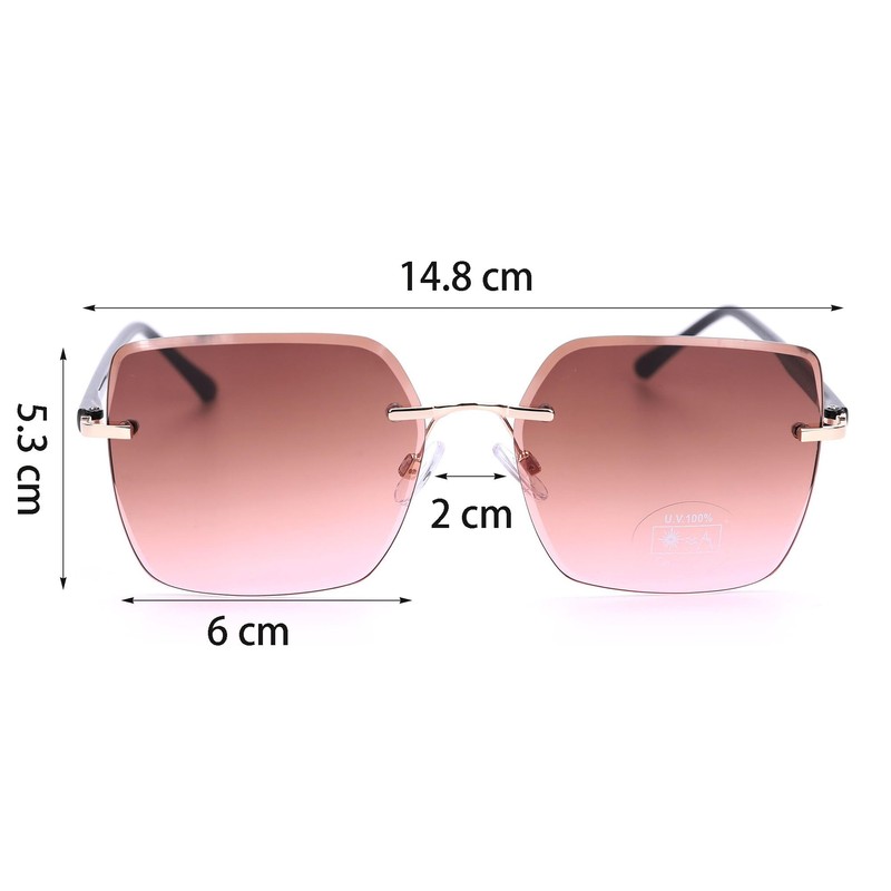 Ever Bloom Women's Rectangular Sunglasses Summer Glasses with Metal Frame,