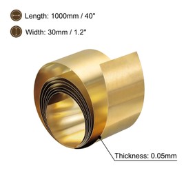 uxcell Brass Sheet Roll, 1Pcs 40" x 1.2" x 0.002" H62 Metal Foil Plate for Crafts, Electrical Repairs, Industry