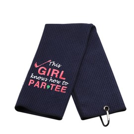 Funny Golf Towels for Women This Girl Knows How to Par Tee Embroidered Golf Towels for Golf Bags with Clip (How to Par Tee)
