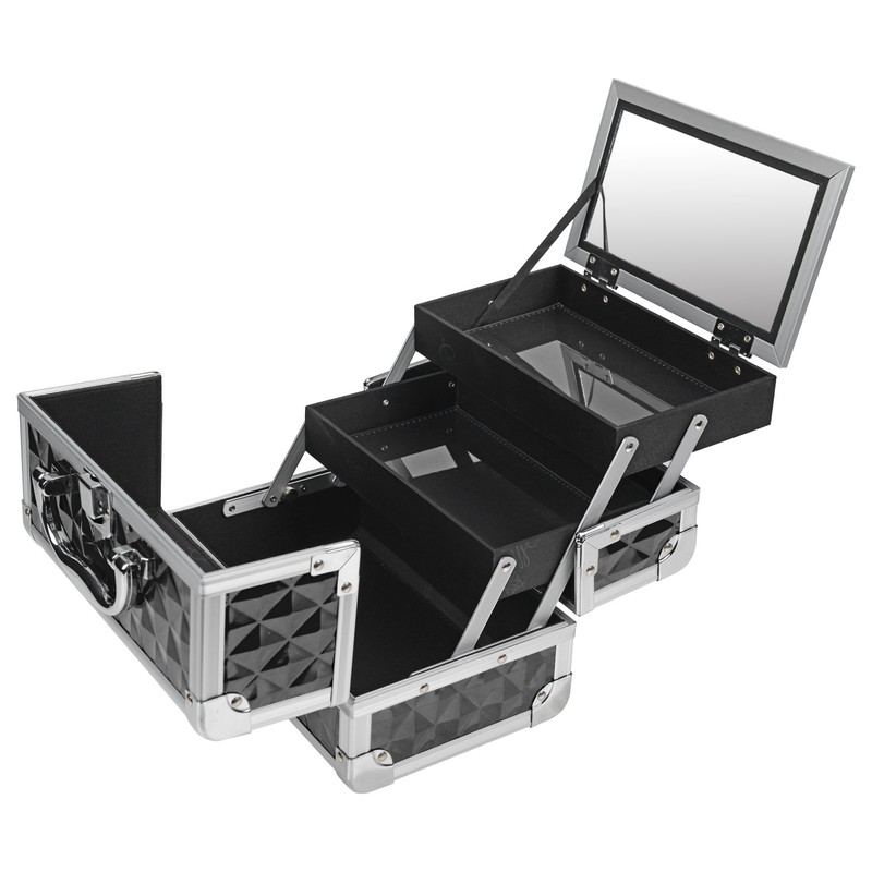 SHANY Mini Makeup Train Case with Mirror in Black and