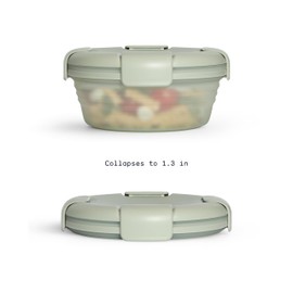 STOJO Collapsible Bowl - Translucent 36oz - Reusable Silicone Bowl (Translucent Sage Green)