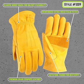 Wells Lamont Premium Leather Work Gloves, Large (1209L)