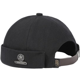 Docker Cap, Sailor Hat, Docker Hat, Trawler Fisherman Hat, Without Peak, Roll Cap, Watch Cap, Commando Work Beanie, Corduroy, Docker, Leon, Brimless Hat, Rolled Cuff Harbour Hat, Maple Leaf - Black