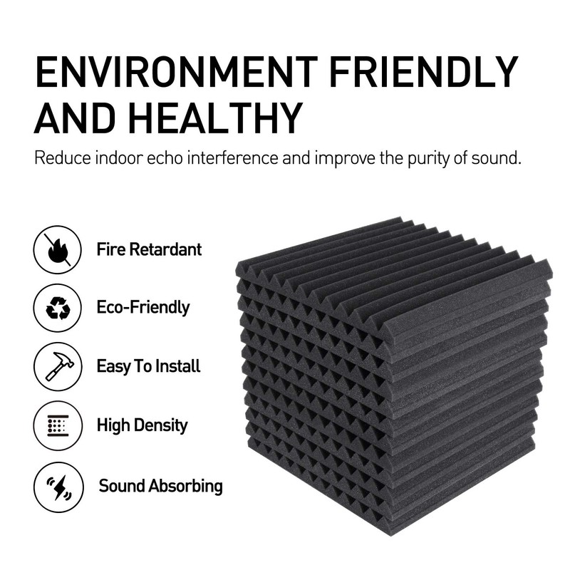 Focusound 24 Pack Acoustic Foam Panels 1" x 12" x