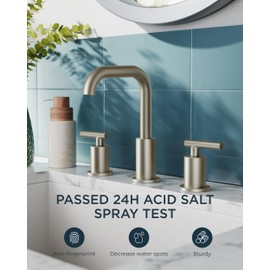 FORIOUS Brushed Nickel 8 Inch Widespread Bathroom Faucet for 3 Hole Sink, 2 Handles 360° Swivel Bathroom Sink Faucet with Pop Up Drain and Hoses, for Vanity Restroom RV Lavatory