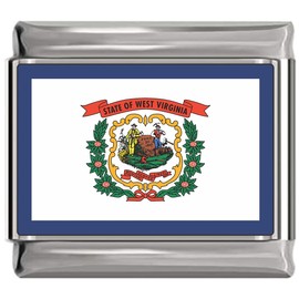 NewCharms State of West Virginia Photo Flag Italian Charm Bracelet Jewelry Link 9mm