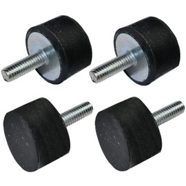 AERZETIX - C47675 - Lot of 4 pieces - Round vibration insulation pads feet - M6 thread - Ø25 mm H: 15 mm - Shore hardness 70 ±5 - in rubber and steel - load 655N 66.8 kg x4