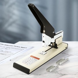 M&G Heavy Duty Stapler with 1000 Staples, 100 Sheet High Capacity, Manual Big Stapler, Large Metal Office Stapler for Paper Binding, Black & White