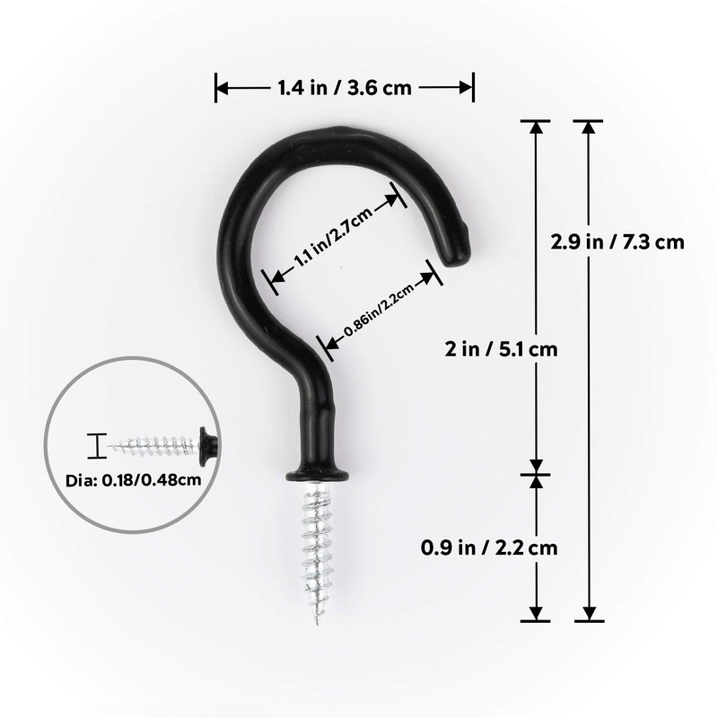 KOFOT Carbon Steel Vinyl Coated Screw Hooks, 20 Pack, 2.9