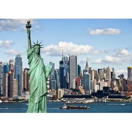 CORFOTO Fabric 8x6ft Statue of Liberty Backdrop Theme Photography America New York City Building Patriotic Background for Independence Day Anniversary Kids Adults Photo Booth Banner Room Decor