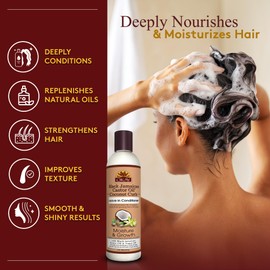 OKAY Black Jamaican Castor Oil Leave In Conditioner - Hair Moisturizer for Women and Men, Natural Hair Product for Hair Growth, Curly Hair Grease for Smooth, Moisturized Hair - 8 oz (Pack of 1)