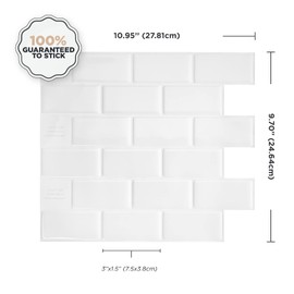 SMART TILES Peel and Stick Backsplash - 10 Sheets of 10.95" x 9.70" - 3D Adhesive Peel and Stick Tile Backsplash for Kitchen, Bathroom, Wall Tile