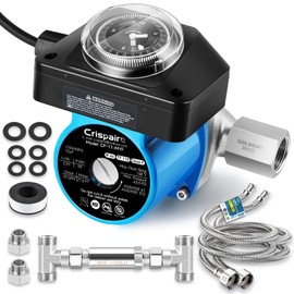Crispaire Instant Hot Water Recirculating Pump Kit with 304 Stainless Steel Bypass Valve for Tank Water Heaters Includes All Installation Components, And 20-Inch PEX Supply Lines for Potable Water
