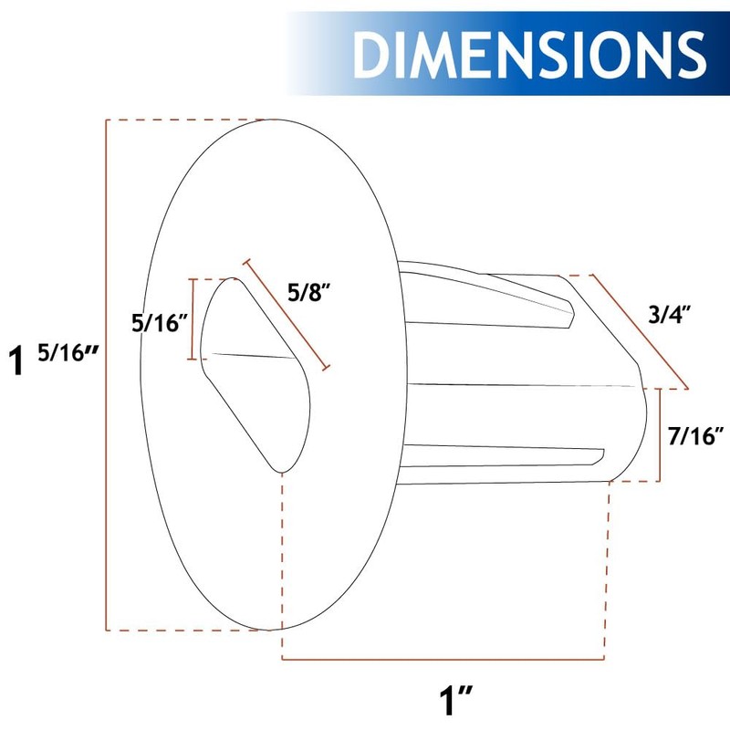 Skywalker Dual Feed-Through Cable Bushings 100 Pieces (White)