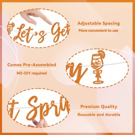 Let's Get Spritzy Banner - Feeling Spritzy Banner for Citrus Orange Cocktail Bachelorette Party Bridal Shower Decorations, Love at First Spritz Bridal Shower Party Decor Orange Glitter