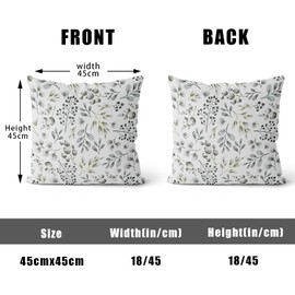XPHZZL Cushion Covers Set of 2 Pack 45 x 45 cm（18x18 inch）- Dutch Velvet Double Sided Garden leaves Decorative Pillow Covers for Sofa Bed Garden Outdoor Spring Decor Set of 2-White