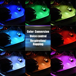 Ongfuwu Car Led Interior Lights, 48 LED Multi Color Strip Light Under Dash Lighting Kit with APP Control, 12V Vehicle RGB Smart Music Sync Color Change Lights, Car Accessories (USB+APP)