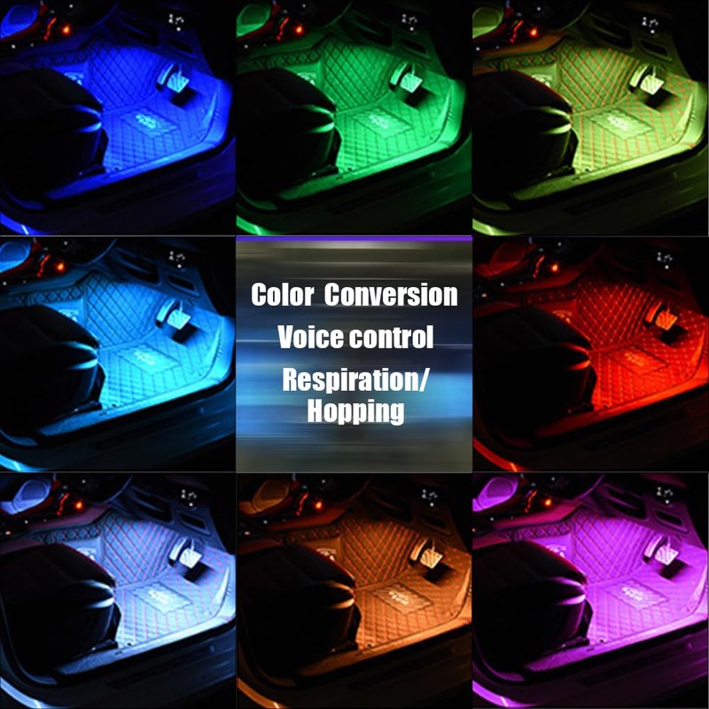 Ongfuwu Car Led Interior Lights, 48 LED Multi Color Strip