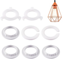 8 Pack Plastic Lamp Shade Reducer Ring,E27 to E14 Lampshade Ring Converter,White Adapter Rings Parts E27 Screw Collar Ring Suitable for Table Floor and Ceiling Lamps Holder Fitting Washer Adaptors