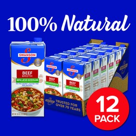 Swanson 50% Less Sodium Beef Broth, 32 oz. (Pack of 12)