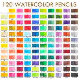 KALOUR Professional Watercolor Pencils, Set of 120 Colors,with Two Brush,Numbered and Lightfastness,Water-soluble Colored Pencils for Adult Coloring Book,Water Color Pencils for Artists Beginner Kids