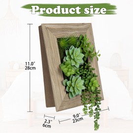Arborus Fake Plants Succulents 3D Artificial Wall Hanging Plants Indoor Faux Succulent Arrangement in Wooden Planter for Home Farmhouse Kitchen Console Table Wall Decoration