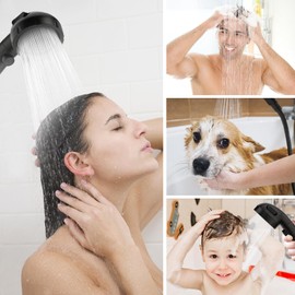 HANLIAN High Pressure Shower Head with Pause Button, 3 Spray Modes Shower Head for RV Camper, Water Saving On Off Shower, Handheld Shower Head with Hose and Holder (Oil-Rubbed Bronze)