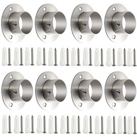 Creatyi 38mm/1-1/2 Inch Heavy Duty Stainless Steel Closet Rod Brackets Closet Shower Rod Bracket Closet Rod Holders Closet Pole Sockets Closet Rod Supports (8 PCS, Silver)