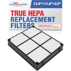 LifeSupplyUSA HEPA Filter Replacement Compatible with Hamilton Beach 04912 TrueAir Air Purifier Models 04160, 04161, 04150