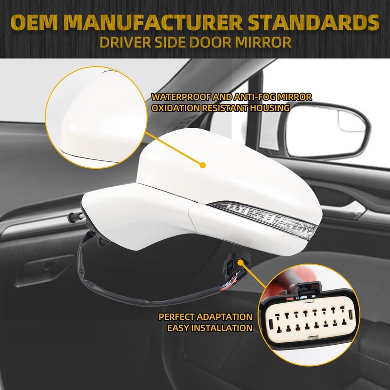 Dasbecan Left Driver Side Mirror Assembly Compatible with Ford Fusion