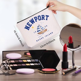 WCGXKO Newport Vacation Gift Newport Rhode Island Trip Gift New Port 1639 Rhode Island Makeup Bag (New Port 1639 Bag)