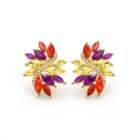 EVER FAITH Multicolor Rhinestone Stud Earrings for Women, Glitter Marquise Crystal Wedding Party Vintage Statement Pierced Studs Earring for Brides Bridal Cocktail Prom Jewelry Gold-Tone