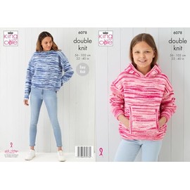 King Cole Ladies & Girls Double Knitting Pattern Sweater & Hoodie (6078)