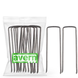 Avern 50 pack of 4 inch Galvanised Garden Securing Peg for weed fabric, netting, fleece, groundsheets, landscape fabrics, polythene sheeting (50 x 4/100mm length, Galvanised Steel (Rust Protected)
