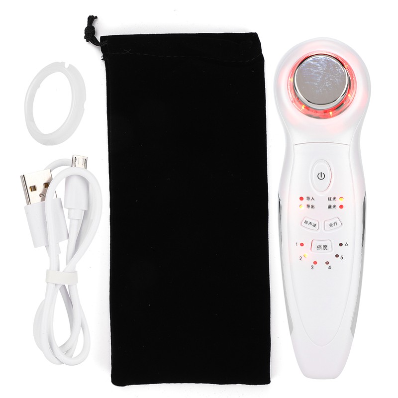 Ultrasonic Handheld Red Blue Light Vibration Anti Aging Facial Soothing