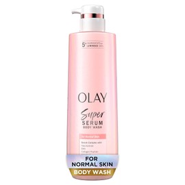 Olay Super Serum Body Wash for Normal Skin, 24hr Long Lasting Hydration, 5+ Ingredient Serum Complex for Bright Even Firm Luminous Skin, 18.5 fl oz