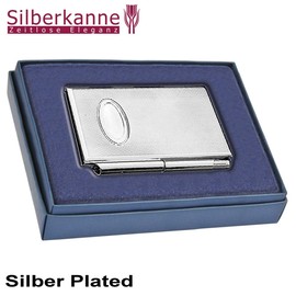 SILBERKANNE Pocket Notepad with Ballpoint Pen & Gift Box - 9 x 6 cm Locket Design, Silver Plated (Silver Plated), Elegant Notebook