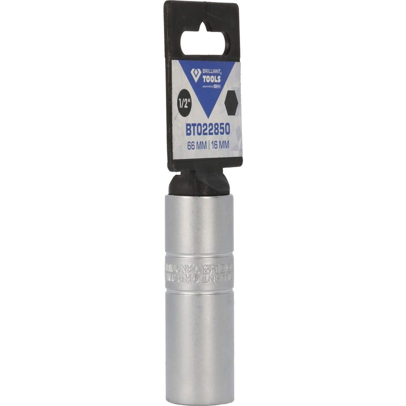 BRILLIANT TOOLS BT022850 1/2 Inch Spark Plug Socket, 16 mm
